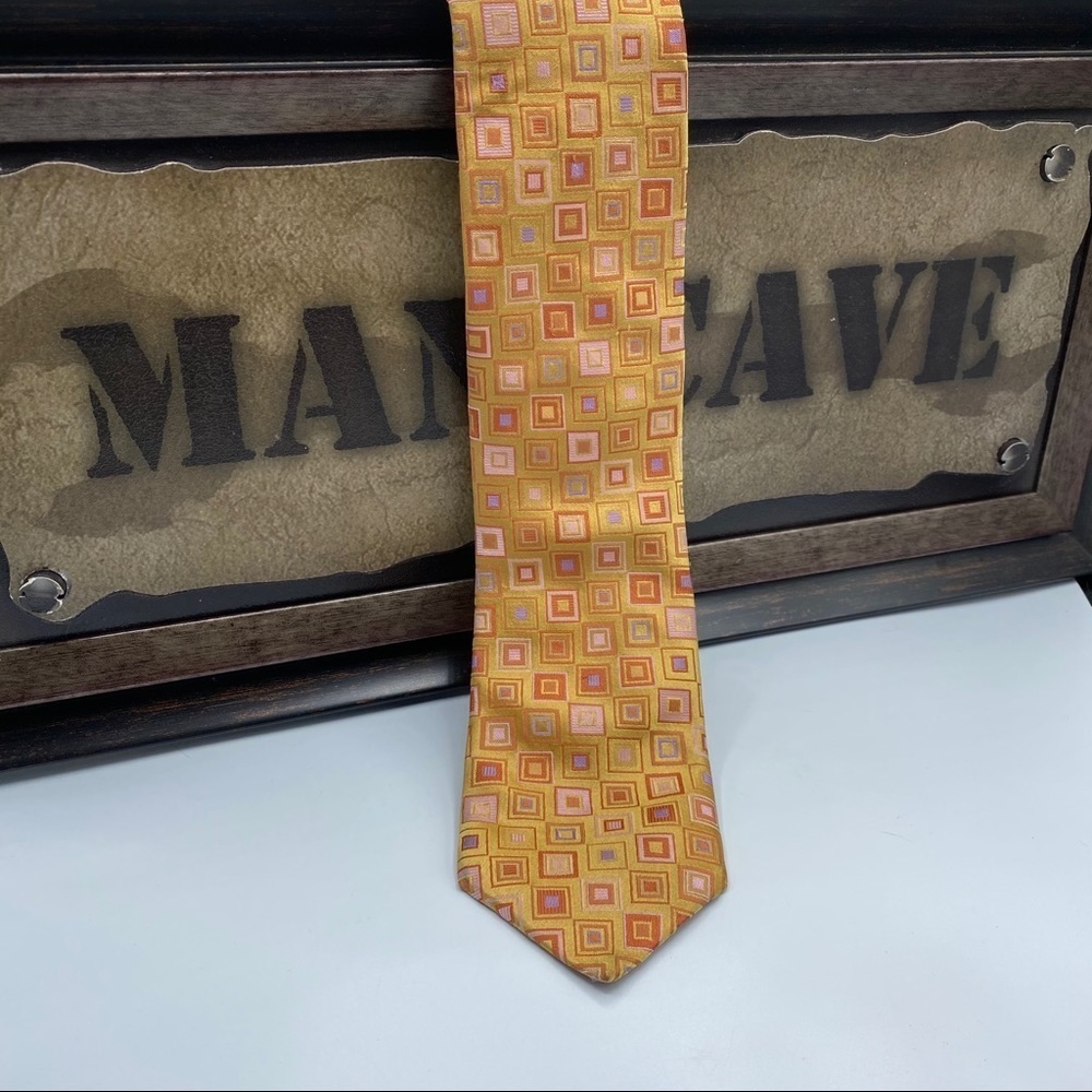Ted Baker London Gold Square Design Silkā Tie